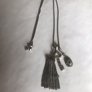 Lion, Key, & Square Tassel Charm Long Necklace Set